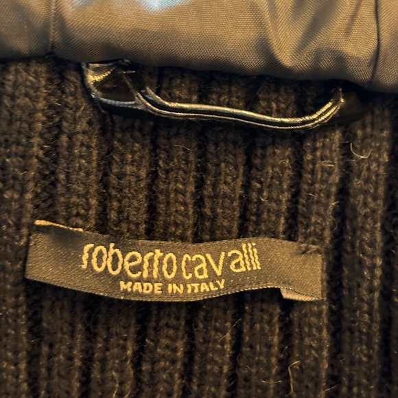 Roberto Cavalli Vintage Black Faux Fur Hooded Sweater Jacket Small - Picture 14 of 16